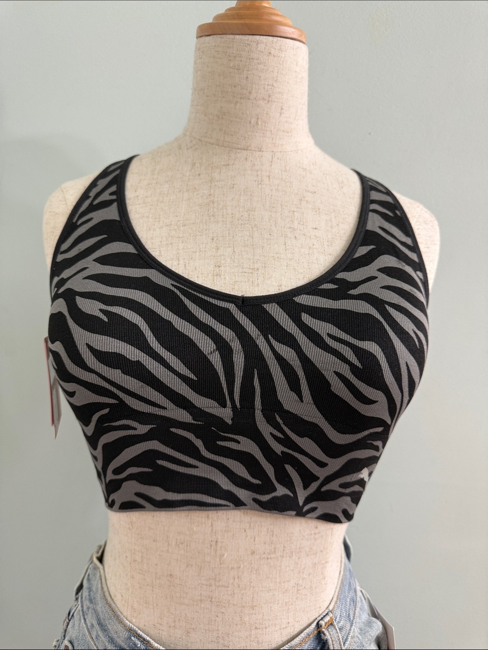 NWT Puma Sports Bra Grey Black Zebra Stripe All Sizes S Thru XL
